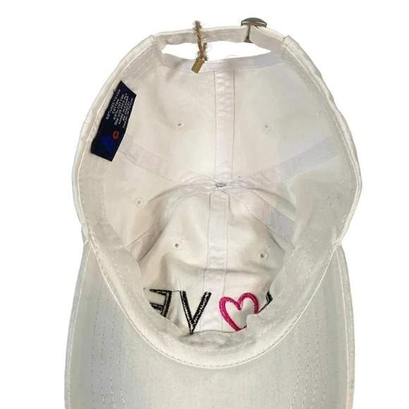 HG White Baseball Hat Embroidered with LOVE,‎ One Size, Adjustable, NWT - Picture 5 of 7
